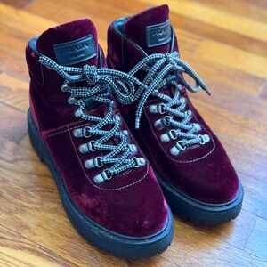 Prada Velvet Ankle Boots | Burgundy | Size 38.5 | Authentic